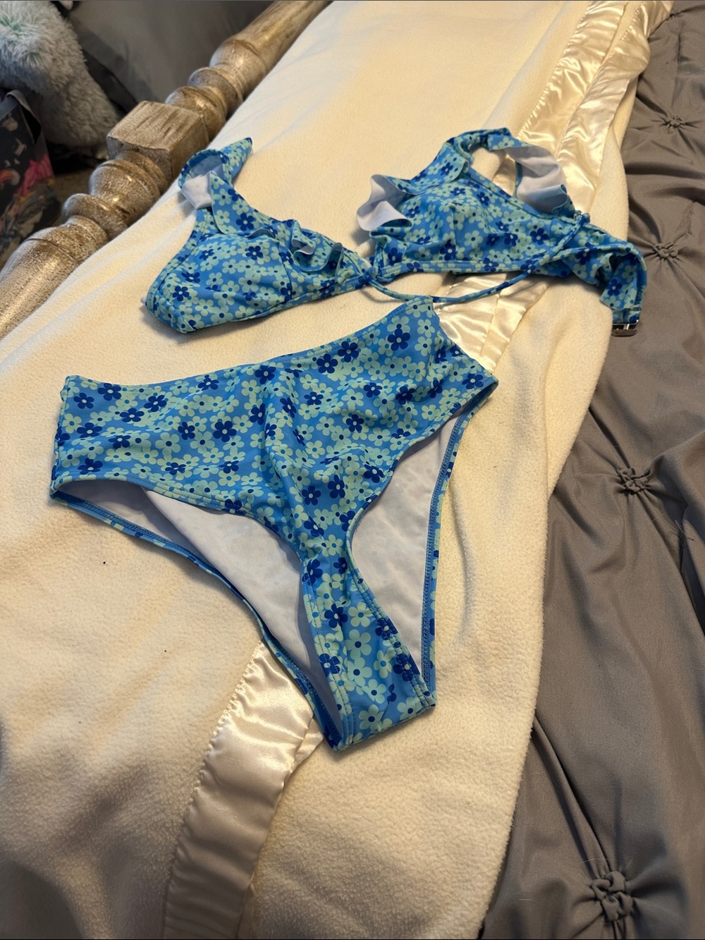 Blue Floral two -Piece Swim Set